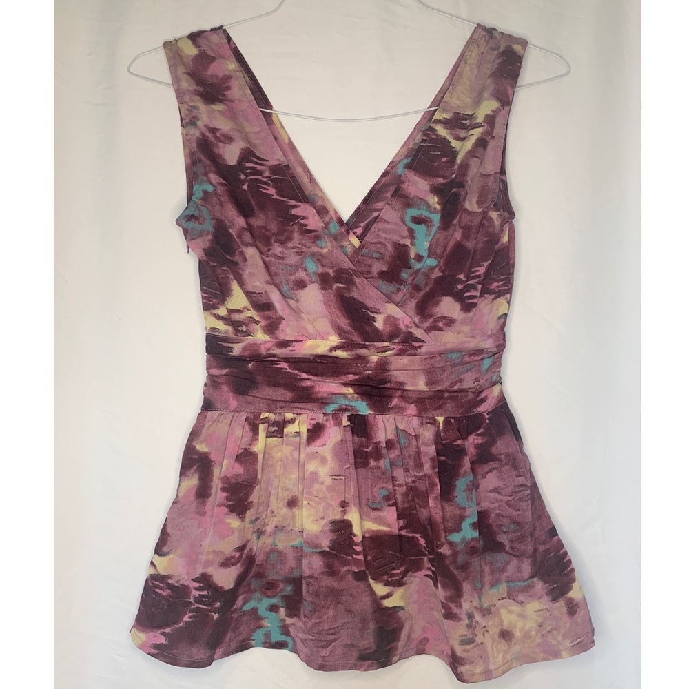 BANANA REPUBLIC PETITE WATERCOLOR BLOUSE